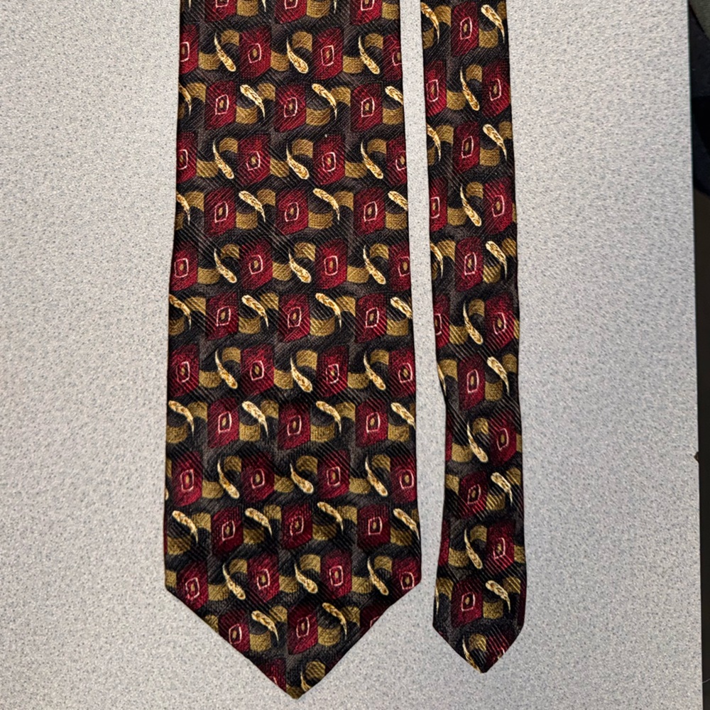 Paul Fredrick Red and Yellow Geometric Tie